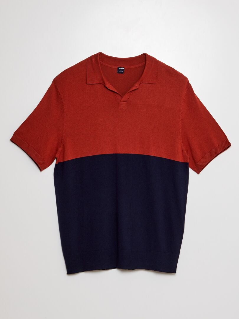 Gebreid poloshirt met korte mouwen - blauw
