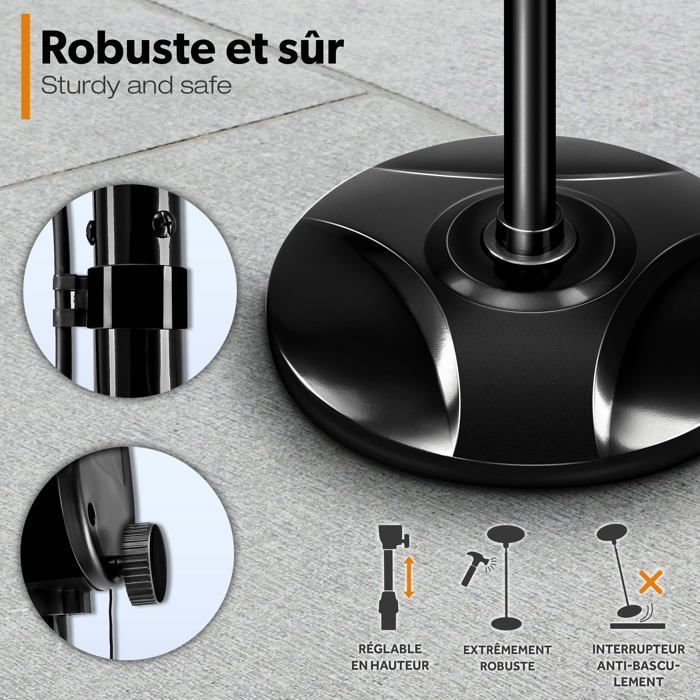 Aquecedor elétrico de chão infravermelho TRESKO® 2000W | Aquecedor radiante elétrico para pátio | Uso interno e externo | 3 níveis de aquecimento