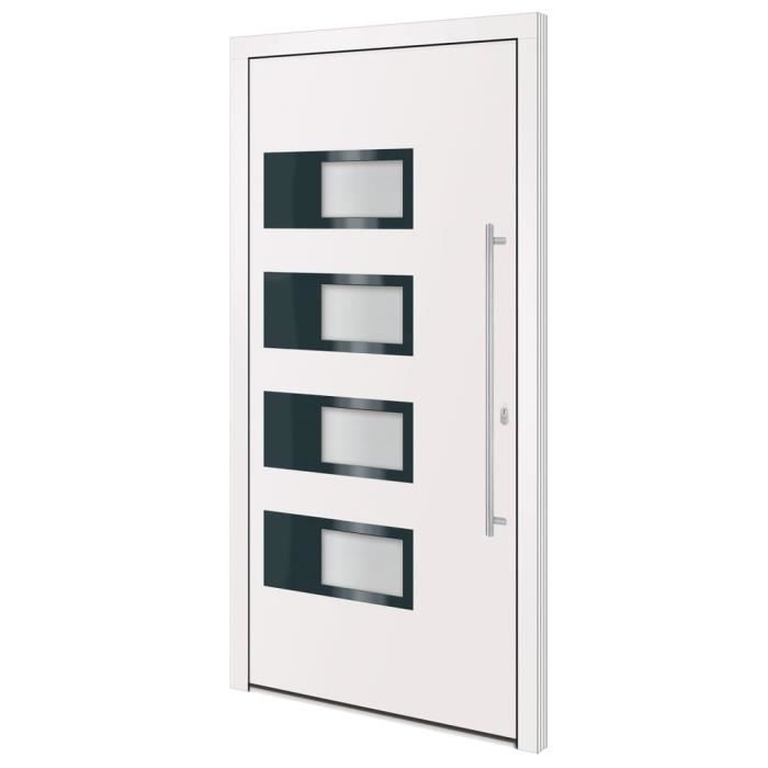 Puerta de entrada vidaXL blanca de 110x210 cm, aluminio y PVC, 3157064