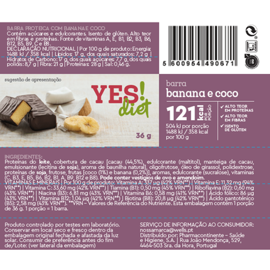 ¡SÍ! Barrita dietética de plátano y coco 36 g 36 g
