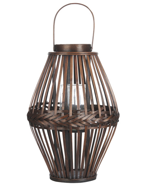 Lampion świecznik bambusowy ciemne drewno 43 cm