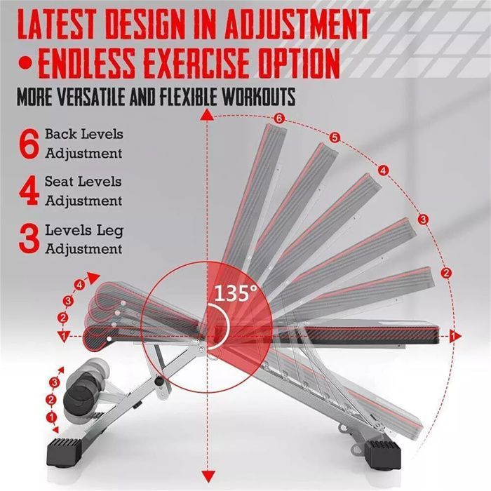 Opvouwbare halterbank, hellingshoek 0-180°, verstelbare multifunctionele fitness ligbank voor training