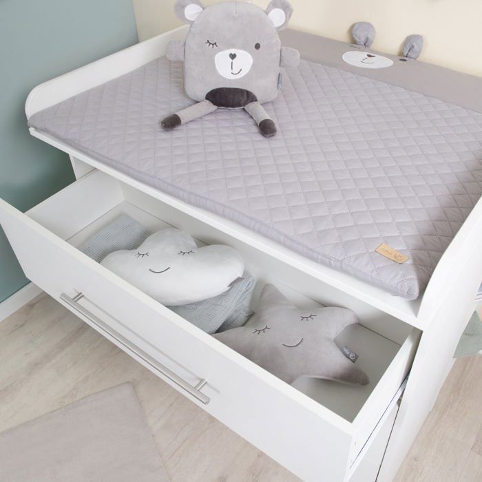 Conjunto completo para habitación infantil ROBA - Maren - Cuna convertible 70x140 + Cambiador compacto + Armario - Blanco