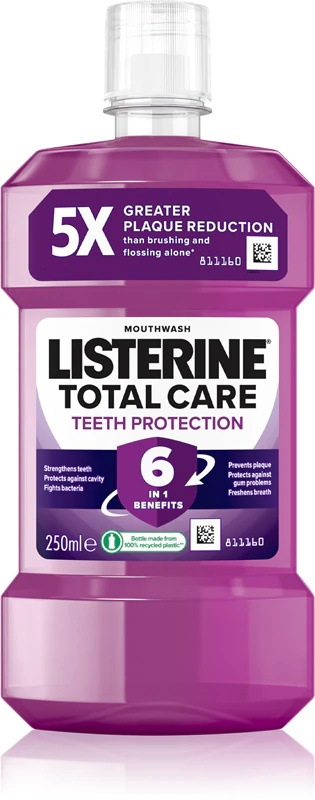 Listerine Total Care Teeth Protection Mundspülung bietet umfassenden Zahnschutz und frischen Atem.