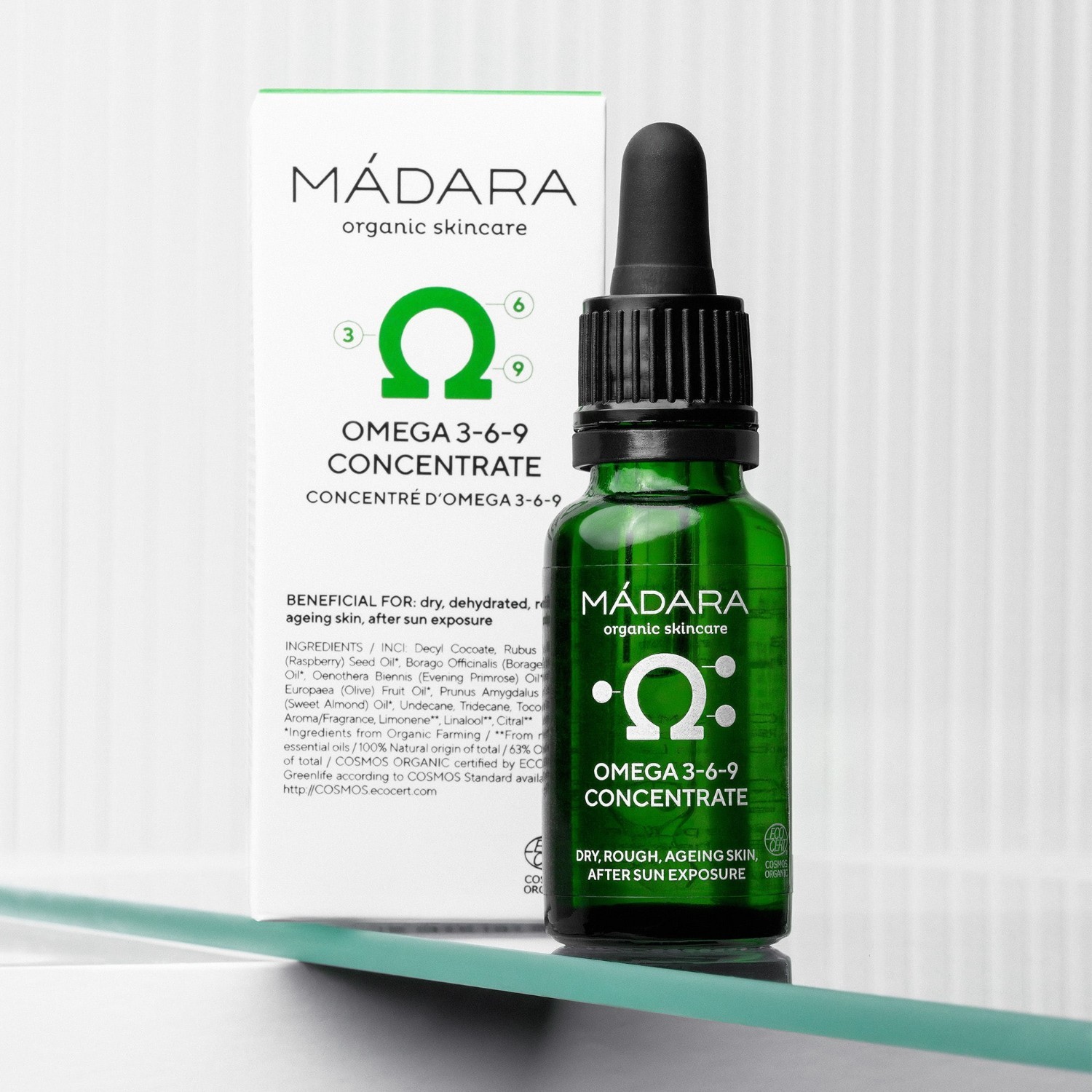 MÁDARA mitrinošais serums ar individuālām aktīvajām sastāvdaļām (Omega 3-6-10) – 17,5 ml