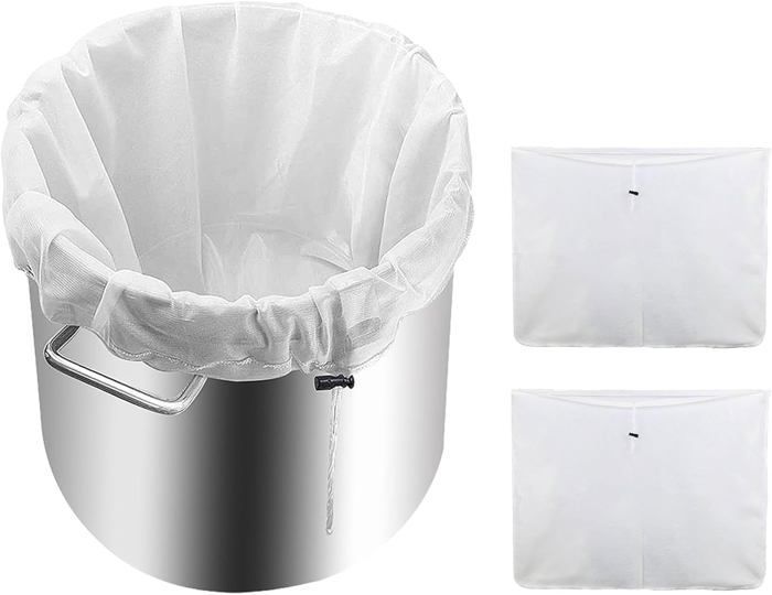 Juego de 2 bolsas de malla fina para colar, bolsas de filtro, bolsas de muselina, bolsas reutilizables para la elaboración de cerveza casera.