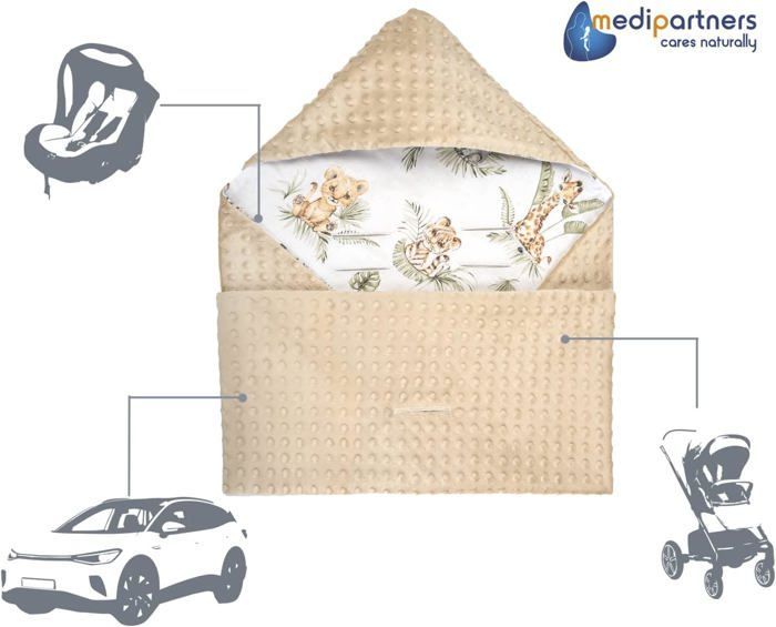 Medi Partners 100% Cotton Baby Wrap Blanket, for Winter, Baby Nest, Car Seat, Stroller, Soft 85x85 cm