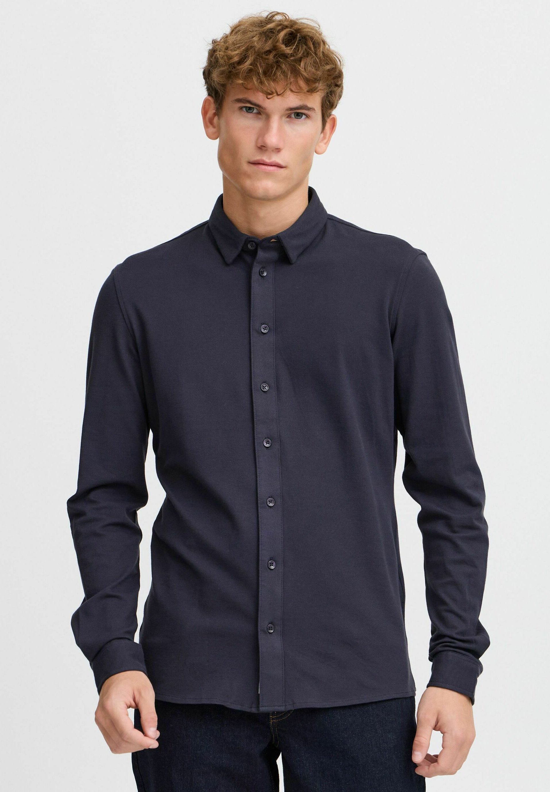 Casual Friday CFARTHUR LS BU Picket Jersey - Shirt - Donkerblauw