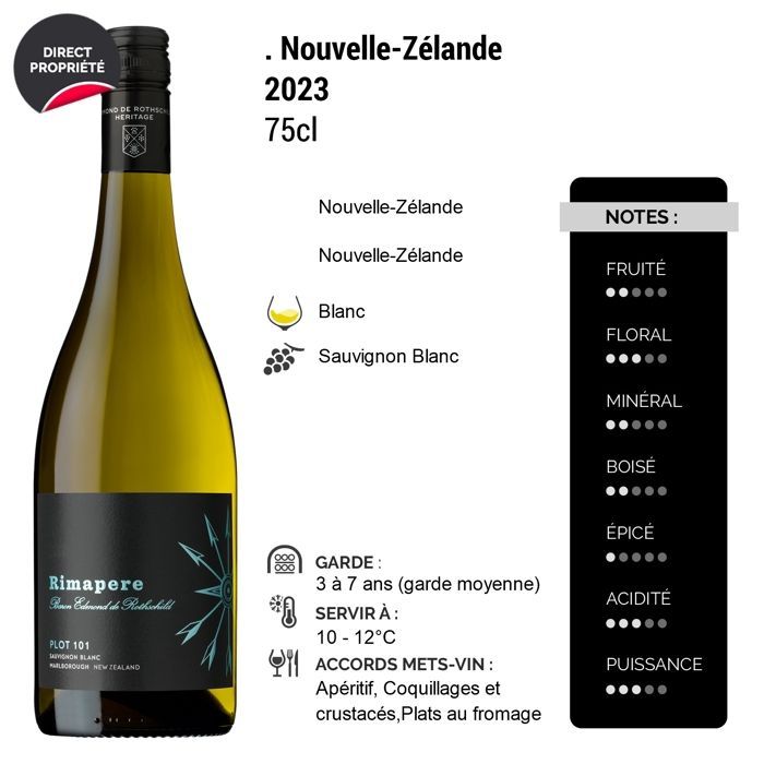 Edmond de Rothschild New Zealand Marlborough Rimapere Plot 101 2023 - Vinho Branco da Nova Zelândia (6x75cl).