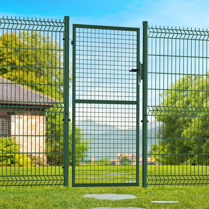 IDMARKET Garden gate 105 x 175 cm in steel with lock and handle green