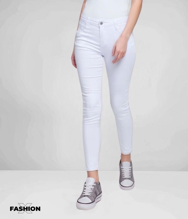 Jean Femme - ELYA'S JEAN - Taille Haute - Skinny - Blanc Élegant