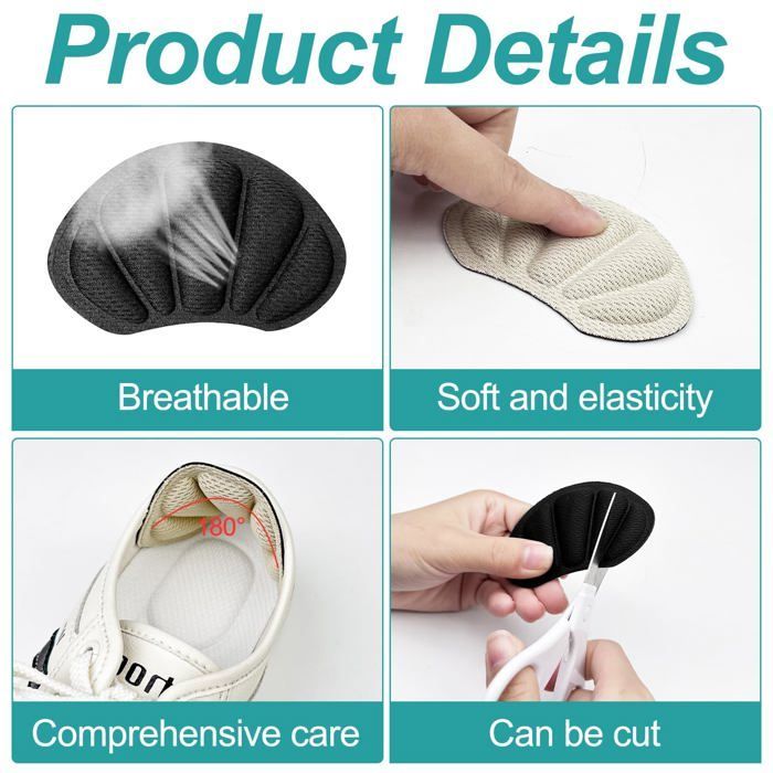 Set of 9 Pairs of Adhesive Heel Protectors - Cushions for Sneakers, Leather Shoes - Anti-Friction