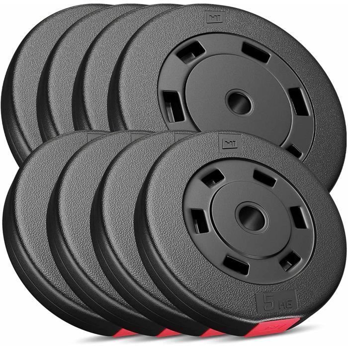 Hop-Sport 60kg kunststof gewichtsschijven, Ø 31mm, gewichthefschijven voor 30mm halters - 4 x 10kg, 4 x 5kg