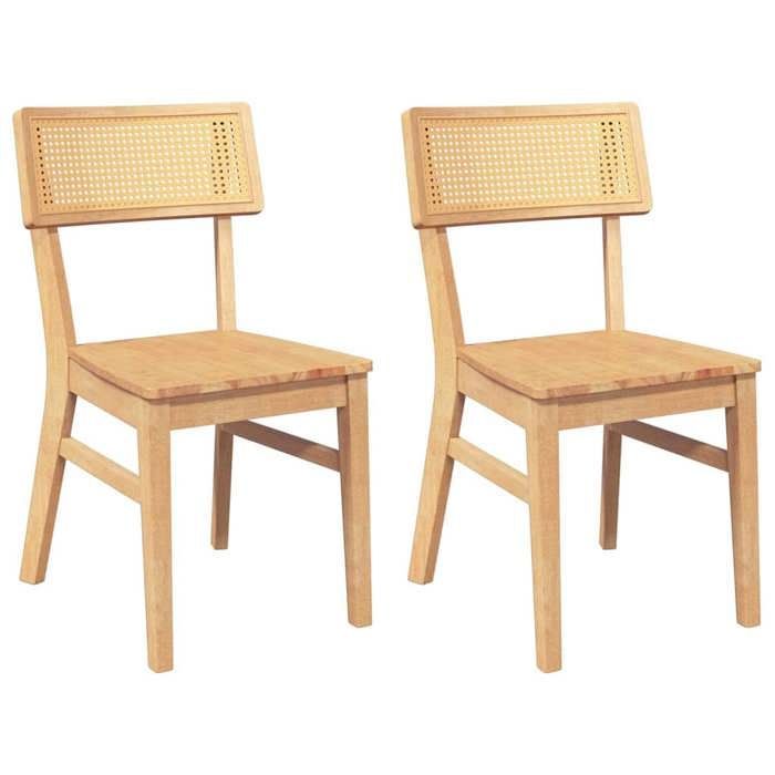 Chaises de salle à manger en bois massif - vidaxl - Lot de 2 - 47x50x81,5 cm - Naturel - Bois d'hévéa massif