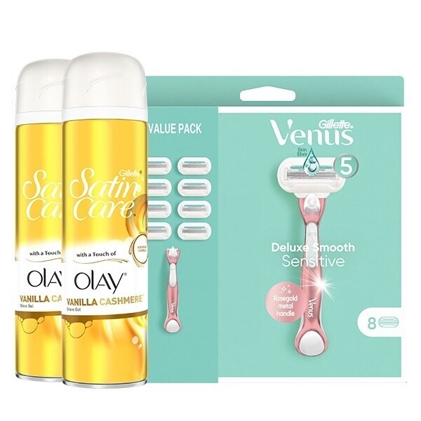 Venus Comfortglide Coconut mit Olay Klingen & Rasiergel Nachfüllpackung