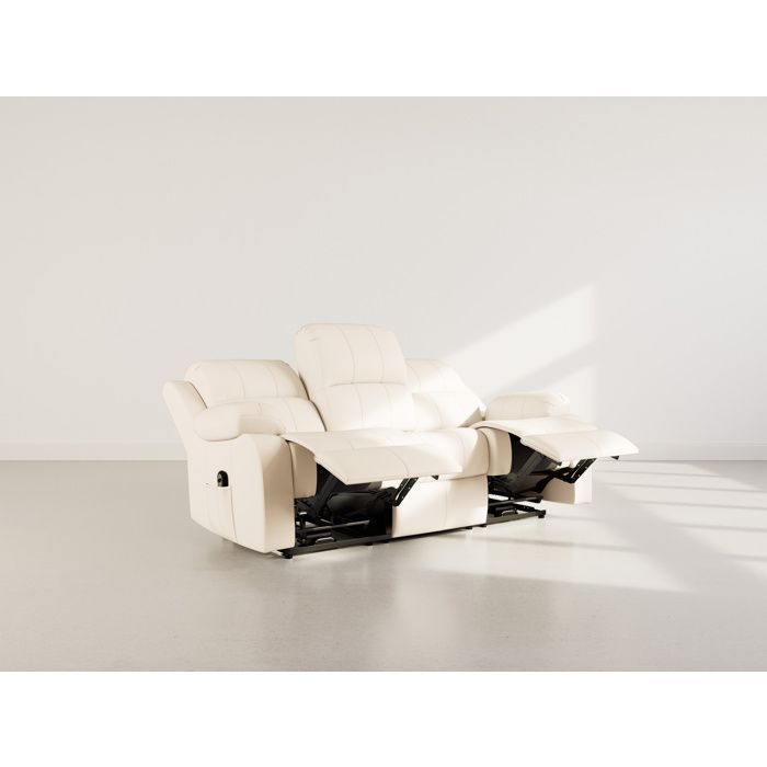Armand – 3-Sitzer-Elektrosofa mit Relaxfunktion in Kunstleder – Beige