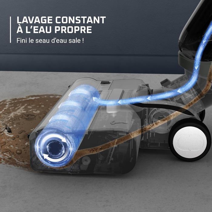Aspirateur balai laveur sans fil - SVATV - Aspiration et lavage puissant - Autonomie 50 min