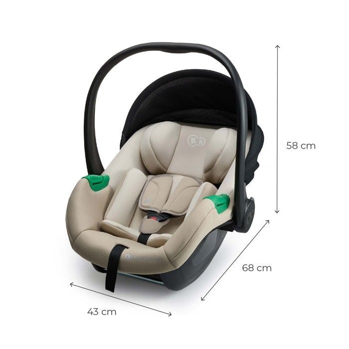 Seggiolino auto per neonati Kinderkraft MINK PRO 2 i-Size (40–87 cm) + base ISOFIX MINK FX 2, H-GUARD+, SPS+, ultraleggero 3,2 kg, beige