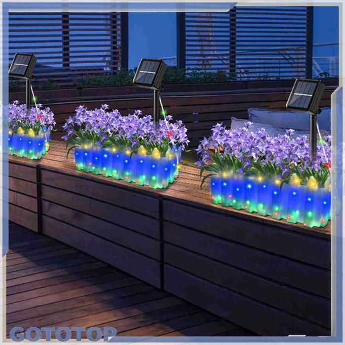 GOTOTOP Luci per fioriere a energia solare Vasi da fiori da esterno Lampada Luci per fioriere a energia solare Balcone Piscina Dissuasore Verde