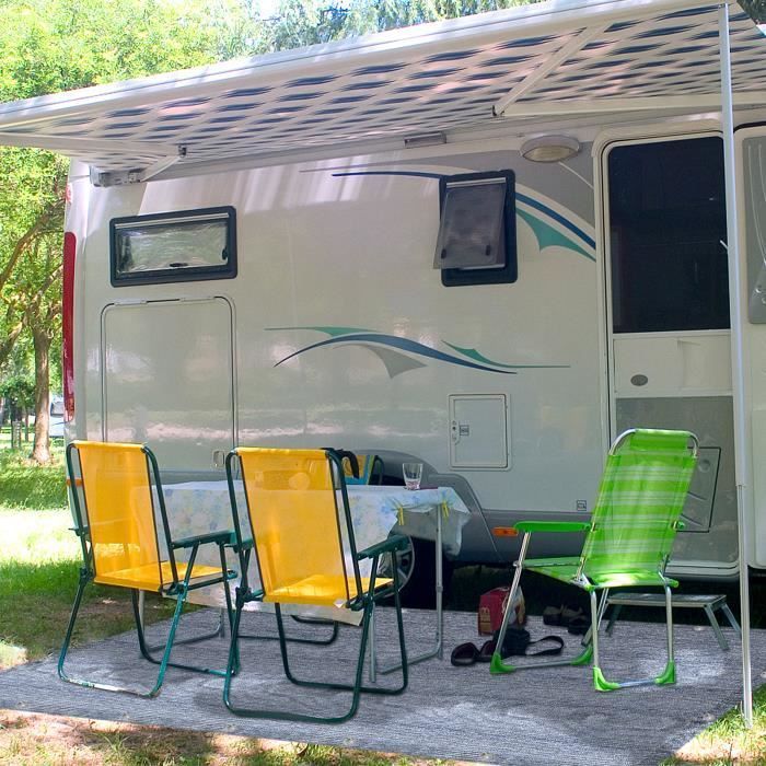 Alfombra de camping XMTECH, lona de suelo de 250x400 cm para caravana, autocaravana, lona impermeable con estacas y bolsa de transporte.