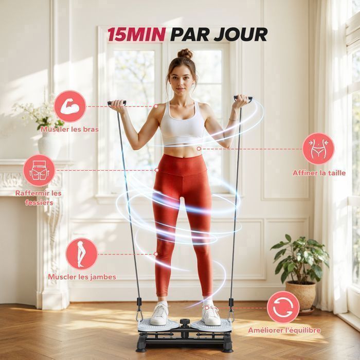 MERACH Twister Plate, Abdominal Twister, Resistance Bands, Anti-slip Pattern, 136 kg Load Capacity, Silent, Black