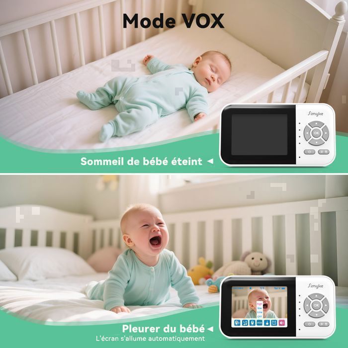 Simyke Baby Video Monitor, WiFi Baby Camera, 2.8-inch Display and App Control