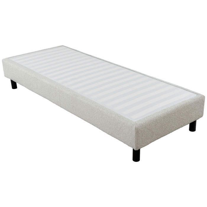 Base de cama + conjunto de pés 90x190 Newkit tecido creme
