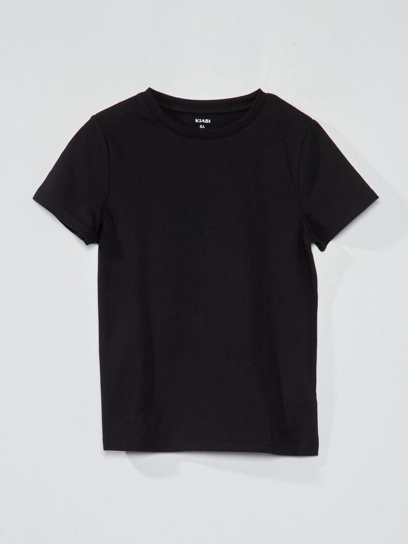 Camiseta básica de malha lisa - preta