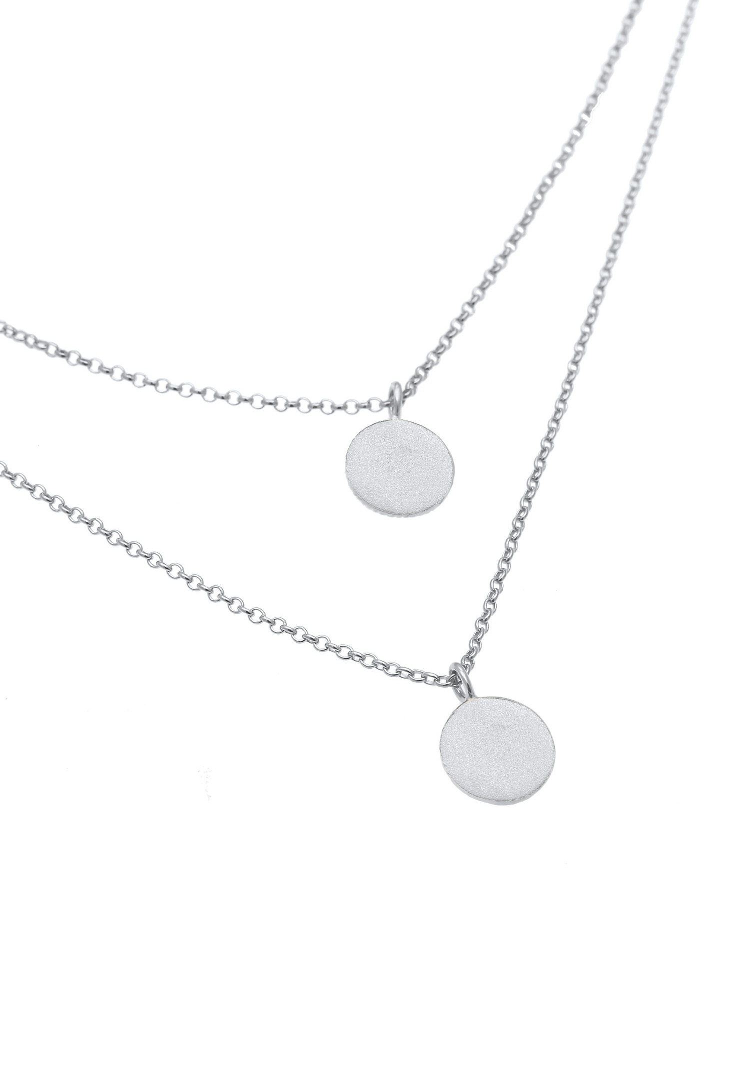Elli Femmes Choker Couches Cercle Rond Monnaie Tendance Vintage en Argent Sterling 925