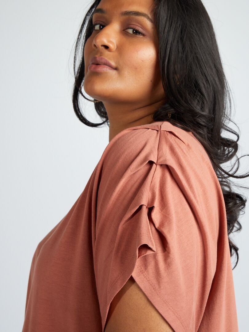 Effen T-shirt met korte mouwen - ROZE