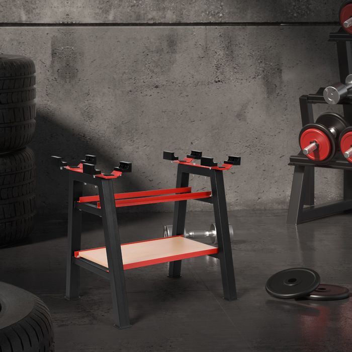 Gewichthefrek - Fitness opbergrek - Gewichthefstandaard - 67,5x47x66cm - Zwart