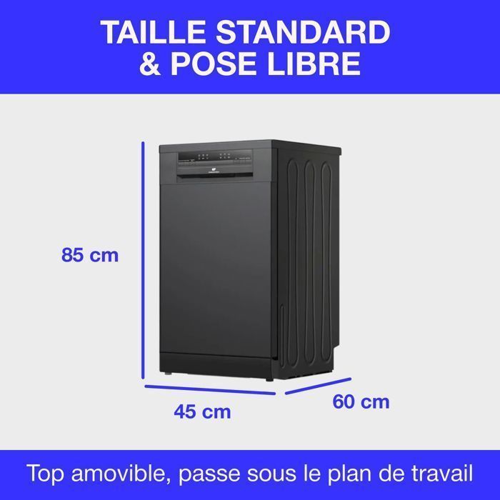 Lavastoviglie a libera installazione - CONTINENTAL EDISON - CELV1145B - 11 coperti - 45 cm - 45 dB - Nero