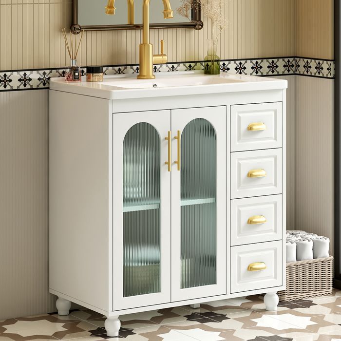 Meuble de salle de bain simple lavabo avec meuble bas 80cm avec lavabo en céramique,blanc