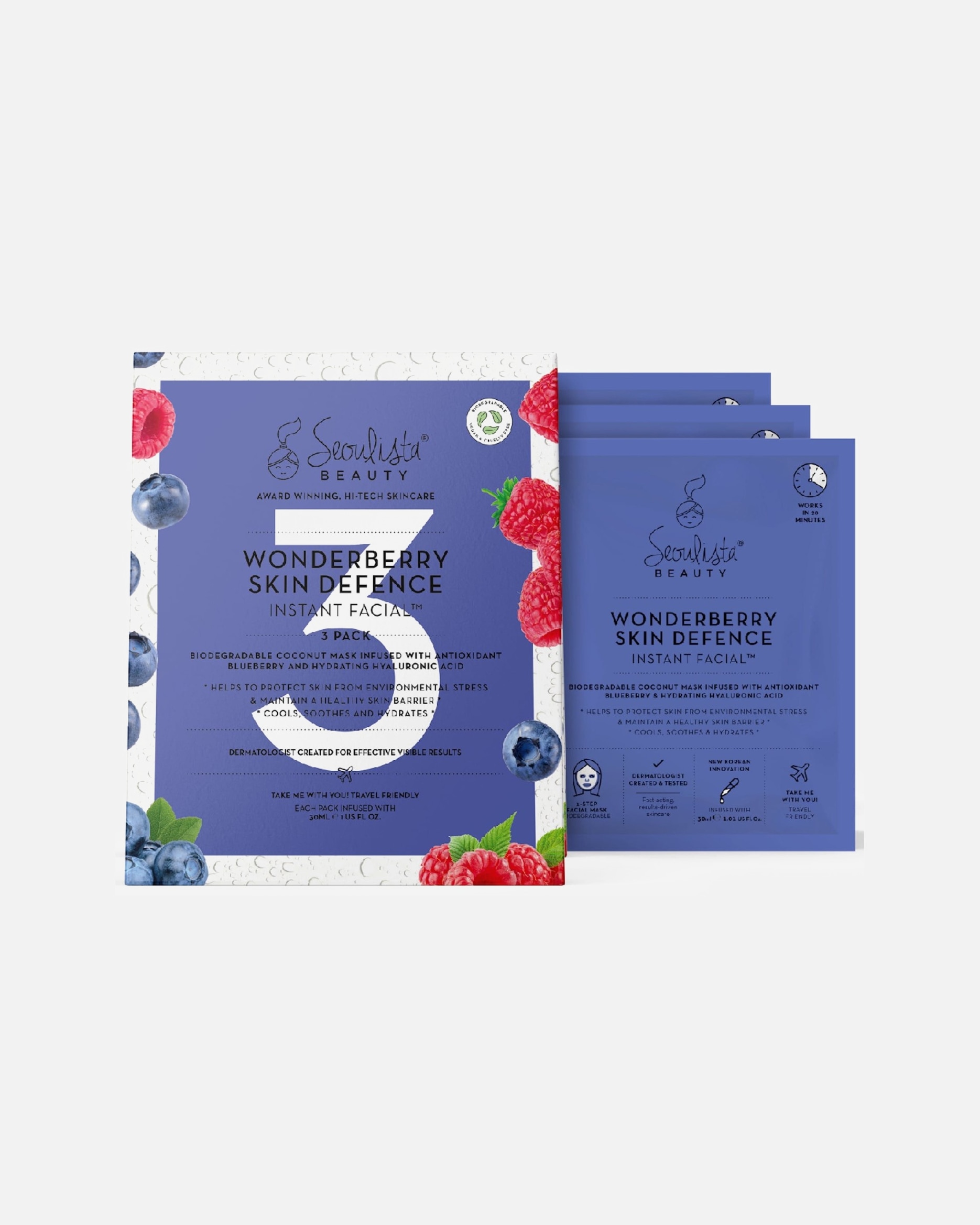 seoulista beauty Wonderberry Instant Facial - Multi Pack 3's