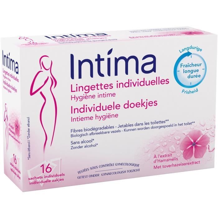 INTIMA Étui de 16 lingettes individuelles intimes