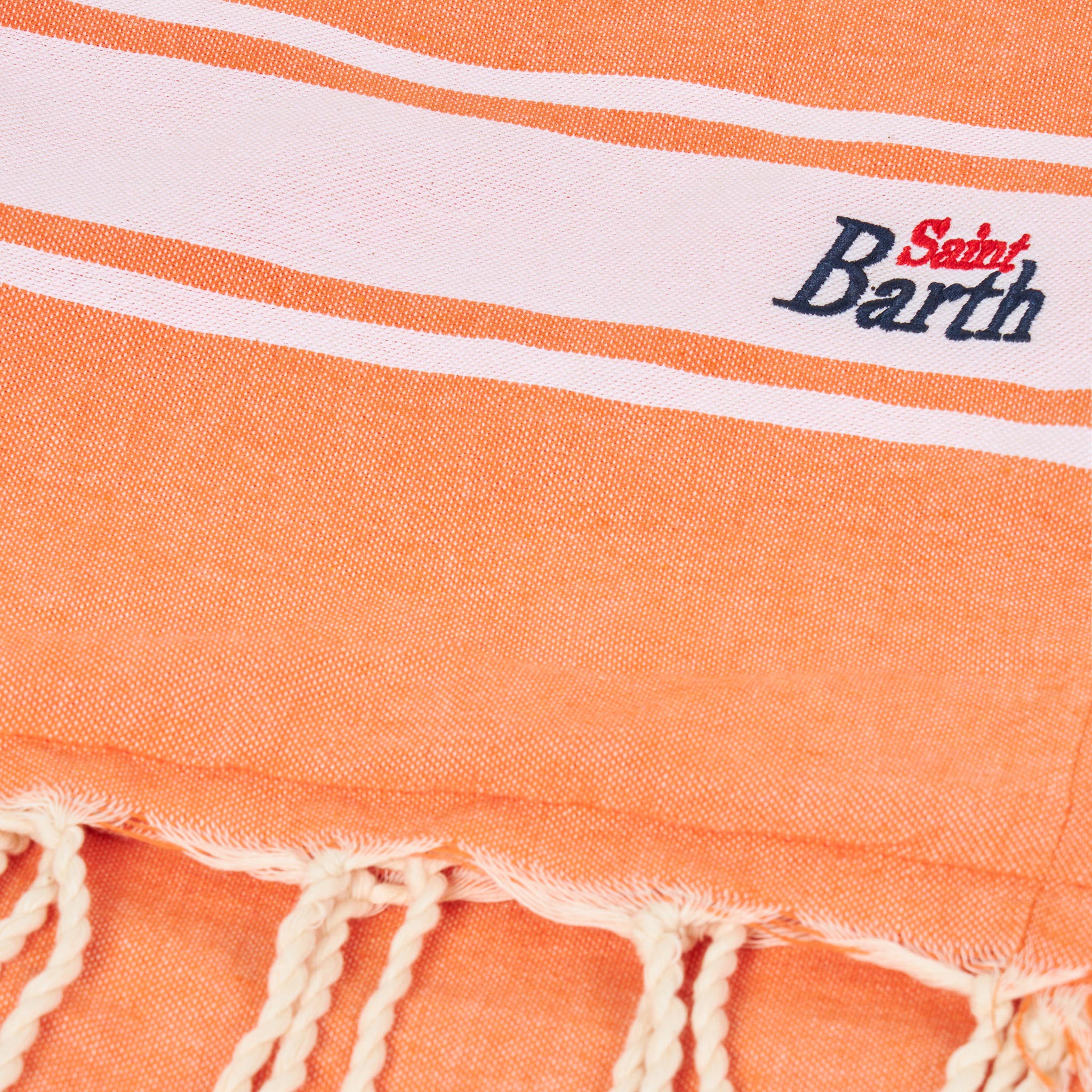 Couverture fouta orange fluo doublée d'éponge