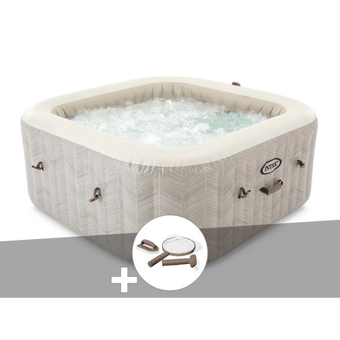 Jacuzzi inflable Intex PureSpa Chevron Square Bubble para 6 personas + kit de mantenimiento