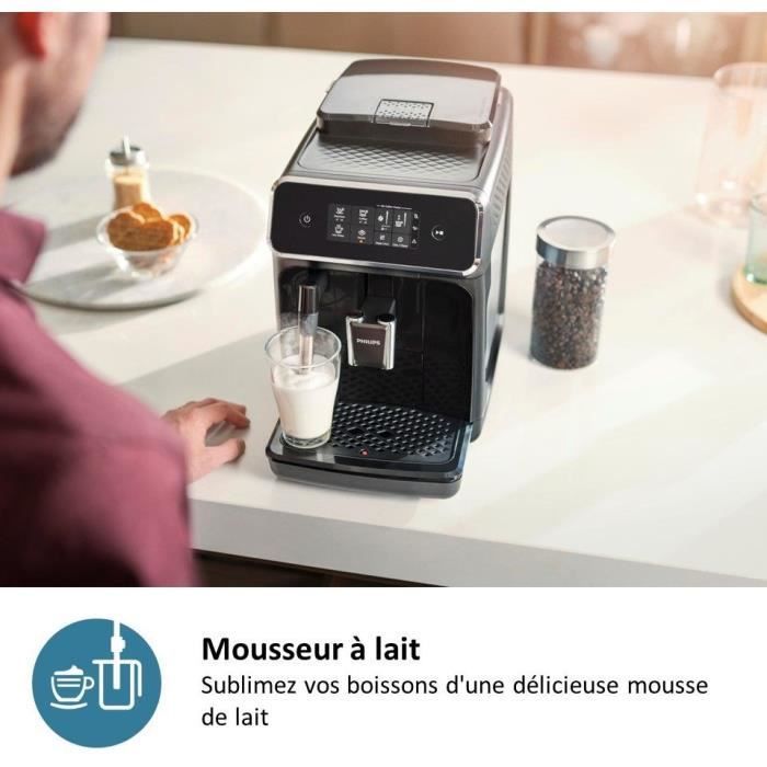 Philips EP2225/10 2200 Series Espresso Machine with Grinder - Milk Frother - 2 Cups - Ceramic Grinder - Glossy Black