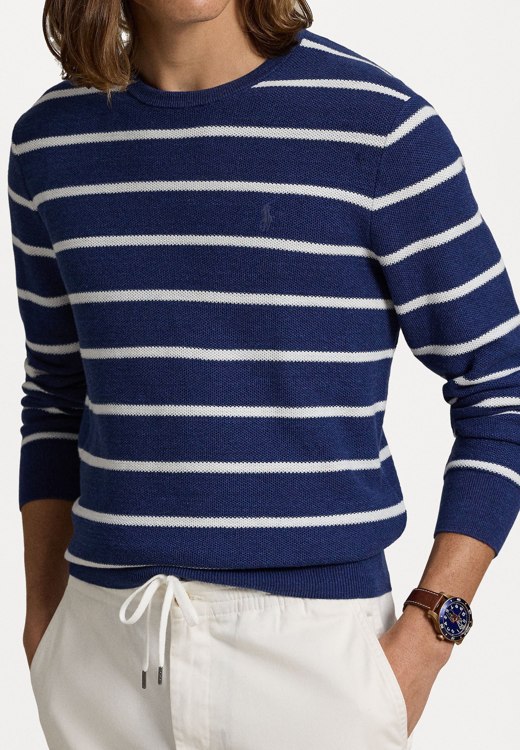 Polo Ralph Lauren ilgomis rankovėmis megztinis - tamsiai mėlynas