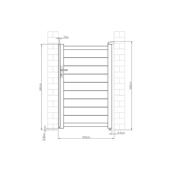 Puerta batiente de aluminio macizo NAZARIO, 103 cm de ancho x 165 cm de alto, color antracita.
