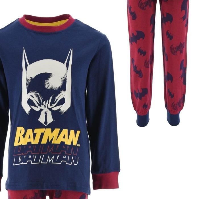 Pijama comprido de algodão do Batman para meninos - DC COMICS - VH2134 - Azul marinho - Infantil