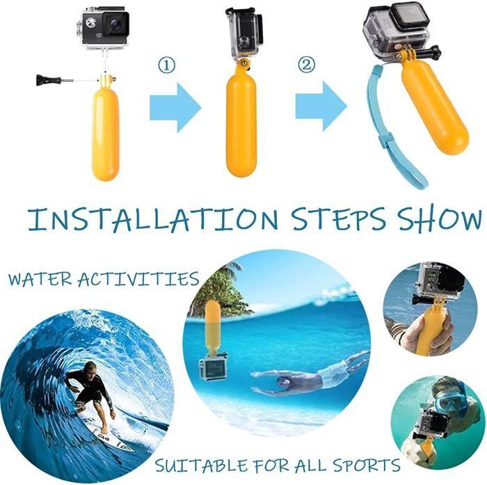 4-En-1 Kit d'Accessoires d'Appareil Photo d'Action pour GoPro Hero 13/12/11/10/9/8/7/6/5/Fusion/AKASO/Campark/APEMAN/Crosstour