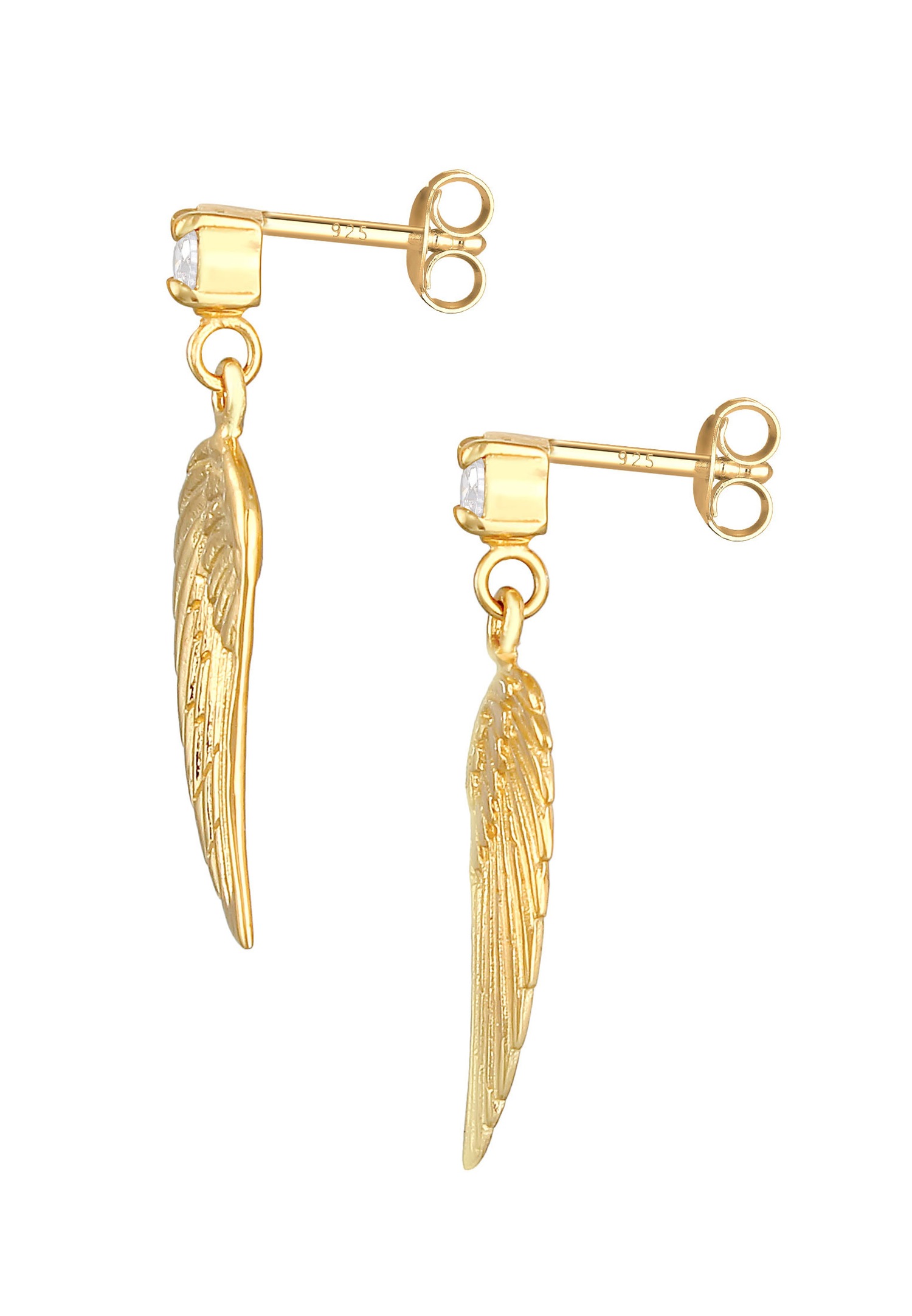 Nenalina Boucles d'oreilles Femmes Ailes Porte-bonheur Foi Signification avec pierres de zirconium en argent sterling 925