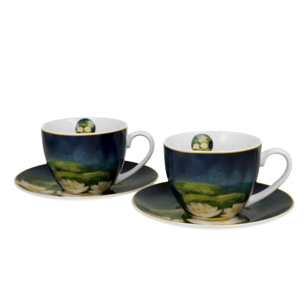 Zestaw 2 filiżanek porcelanowych Monet Nenufary 270 ml w eleganckim pudełku