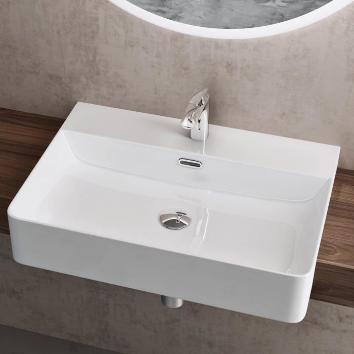 Lavabo empotrado blanco doporro, lavabo rectangular de cerámica para baño, Brüssel702, 60x42x12,5cm