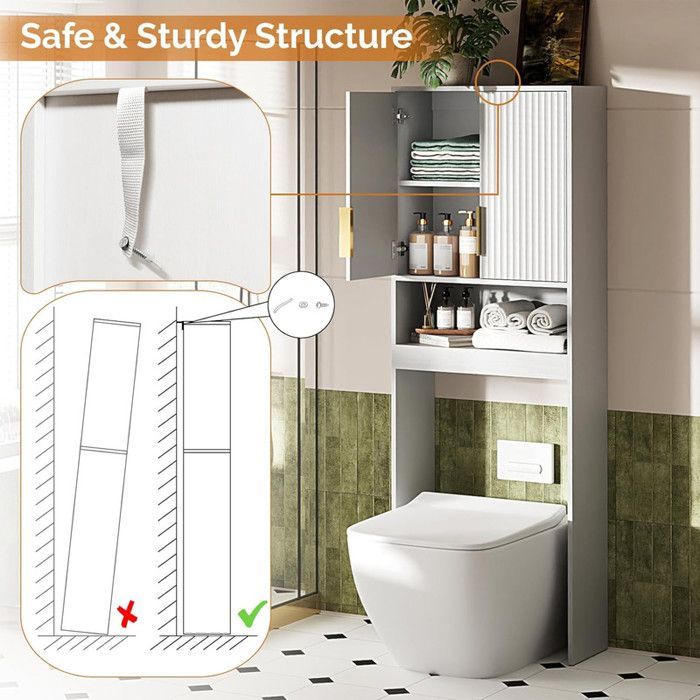 Armario para lavadora ALIGHTUP - Armario de almacenamiento para baño/lavadero - 60,5 x 25 x 173 cm - Blanco