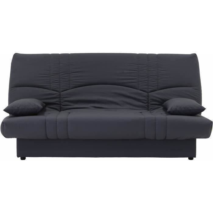 Sofá cama de 3 plazas con sistema clic-clac - Tapizado en tela gris antracita - 190 cm de ancho x 92 cm de profundidad - DREAM - Estilo contemporáneo