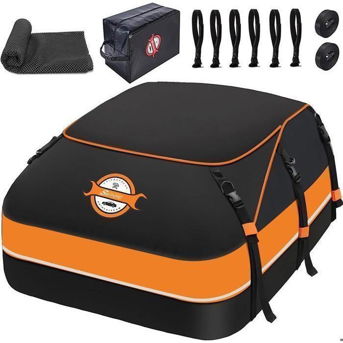 Sac De Toit Voiture-Sailnovo-600L,Coffre De Toit Voiture Pliable,Étanche Tissu d’Oxford et Zip,Convient avec/sans Barres de Toit