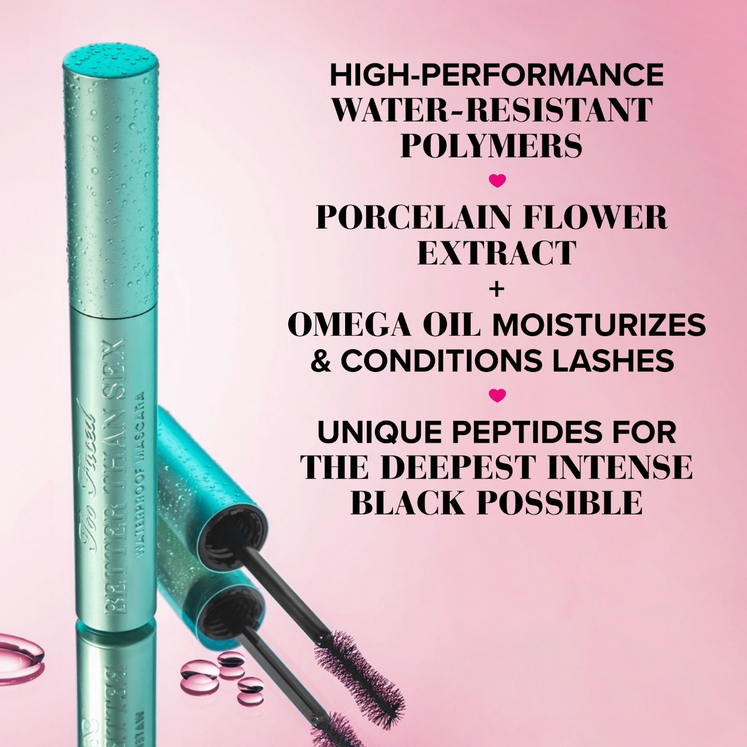 „Too Faced“ blakstienų tušas „Mascara Minis“ – atsparus vandeniui – kelioninis dydis – 4,8 g