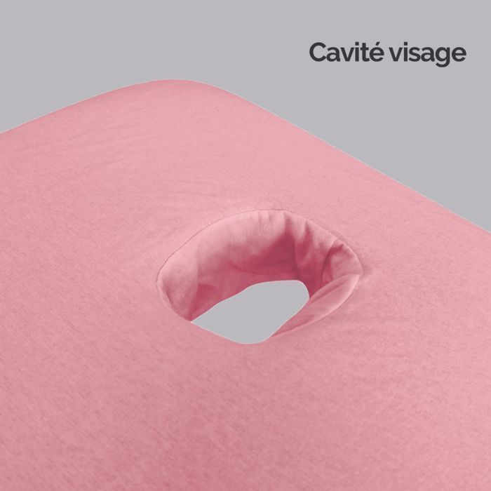 Protective fitted sheet in terry cloth for massage table - Pastel pink - Vivezen
